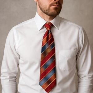 Renzoni Red Striped Silk Tie Bold Italian Necktie